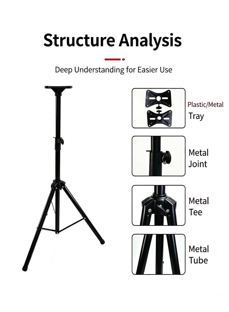 FlashHawk Professional Heavy Duty PA Speaker Stand - Adjustable Height Tripod Stand for DJ Equipment, Live Sound & Events - 200 lbs Capacity, Collapsible Design, Adjustable Extend 92cm to 175cm,Metal - Image 2