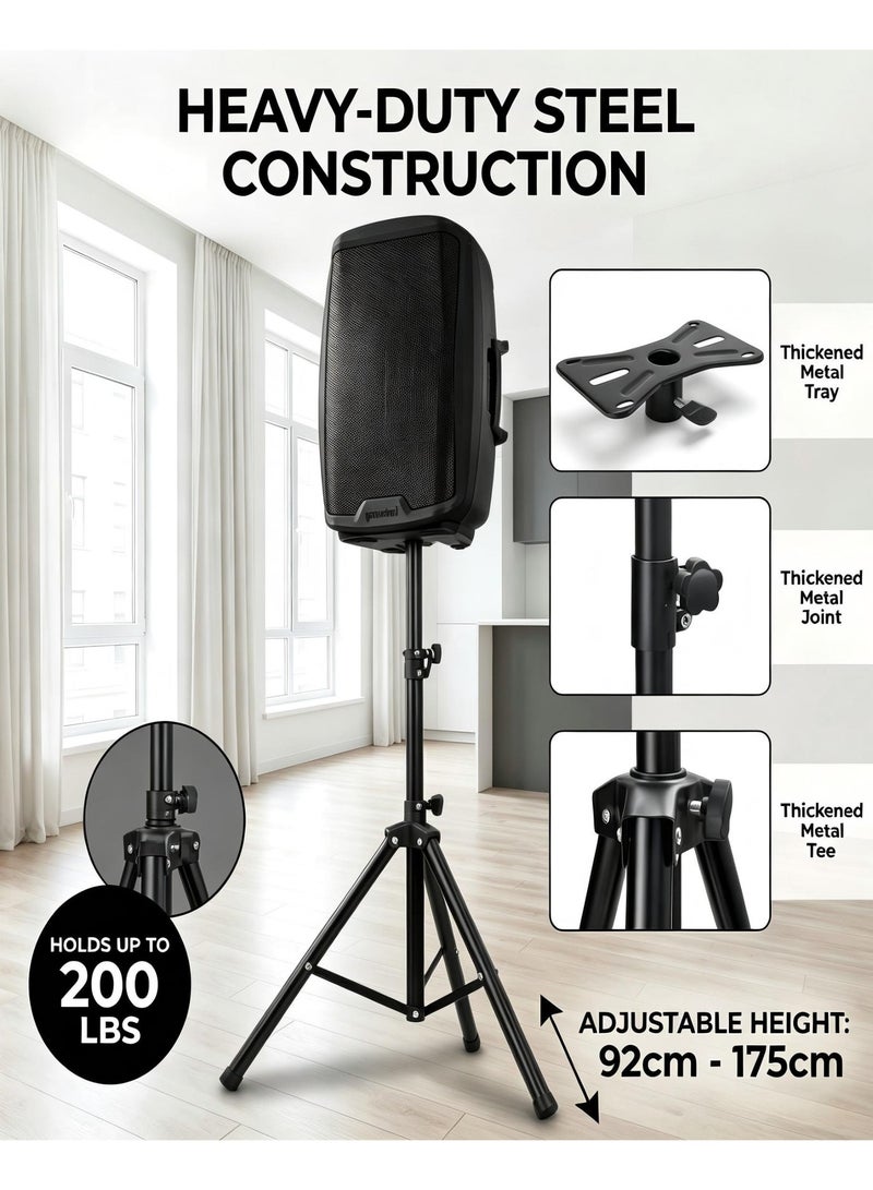 FlashHawk Professional Heavy Duty PA Speaker Stand - Adjustable Height Tripod Stand for DJ Equipment, Live Sound & Events - 200 lbs Capacity, Collapsible Design, Adjustable Extend 92cm to 175cm,Metal - Image 1