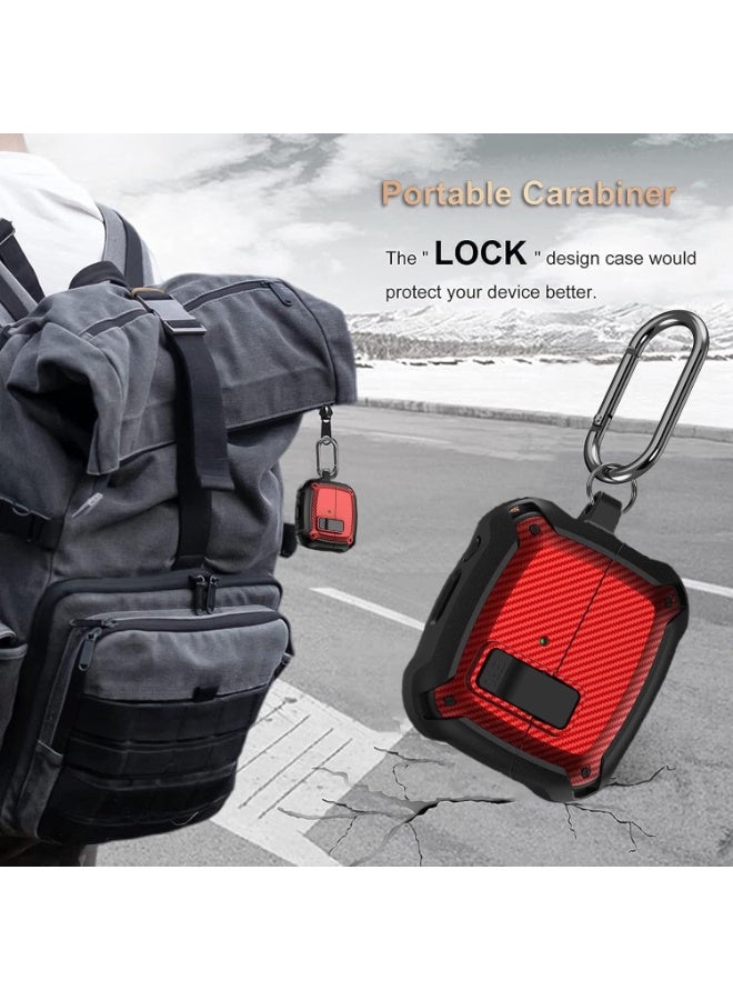 ANYOGRO Galaxy Buds 3 Pro/Buds 3 case full body protection (with safety clasp), shockproof and drop-proof, hard protective shell with safety clasp and cleaning kit for sports on the go ,Red - Image 5