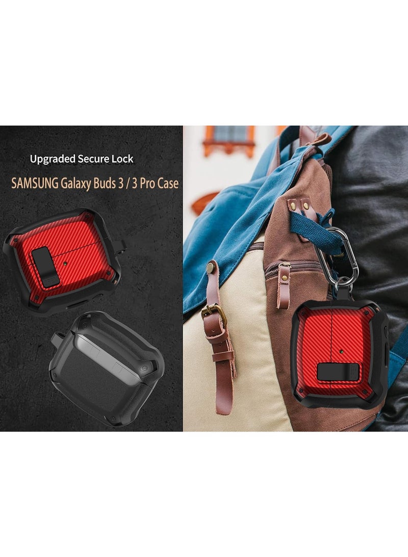 ANYOGRO Galaxy Buds 3 Pro/Buds 3 case full body protection (with safety clasp), shockproof and drop-proof, hard protective shell with safety clasp and cleaning kit for sports on the go ,Red - Image 4