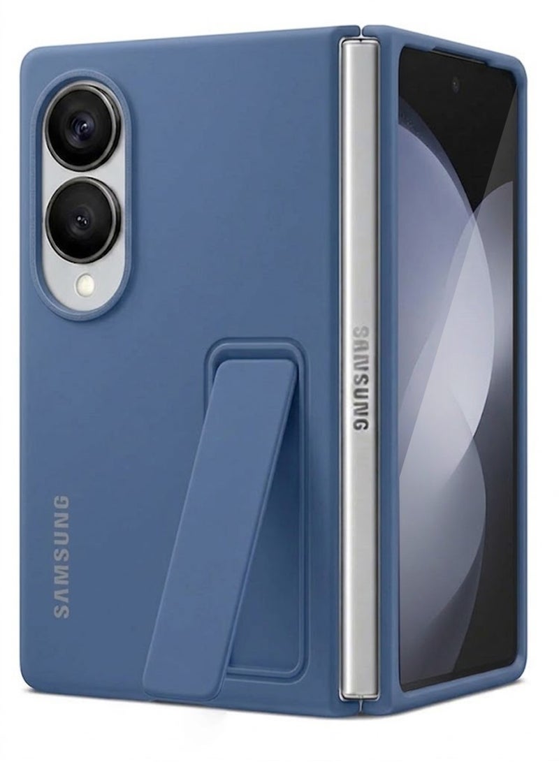 MARGOUN Protective Standing Case for Samsung Galaxy Z Fold 8 with Built-in Kickstand , Hard Silicone Durable Armor Cover Dark Blue - Image 3