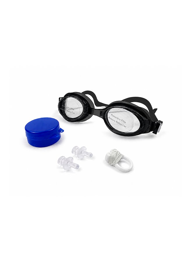 DBLEW Swimming Goggles with Earplugs – Anti-Fog Swim Glasses Set, Black - Image 1