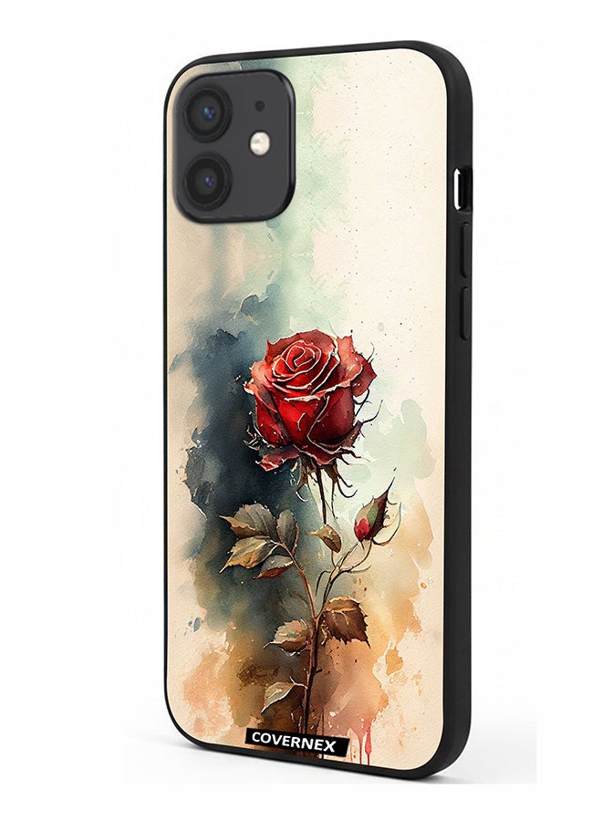 Covernex Apple iPhone 12 Protective Case Cover Printed Featuring Ethereal Watercolor Rose - Image 1