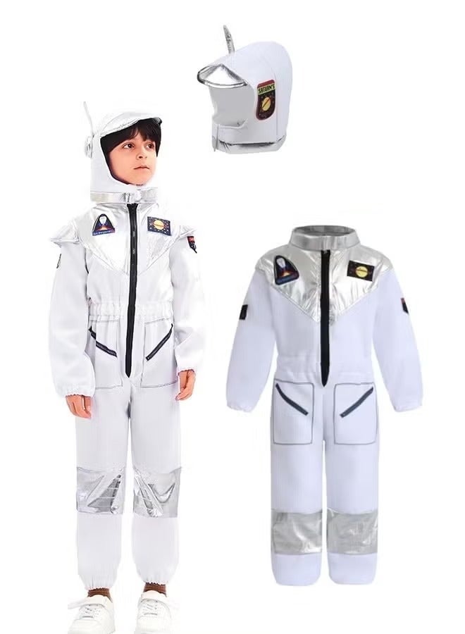 Arabest Kids Space Astronaut Costume Set with Helmet ,Halloween Astronaut Costume for Kids, Unisex Astronaut Outfit, Toddler Pilot Jumpsuit for Themed Party,Suitable for Size120-130cm - Image 2