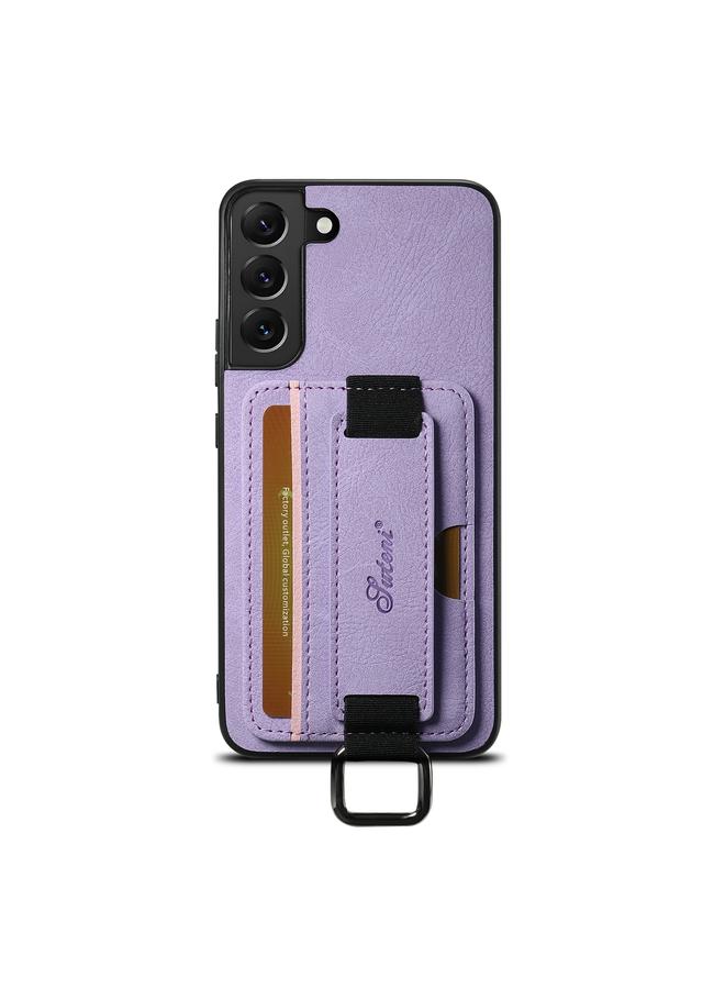 Suteni Case For Samsung Galaxy S22+ 5G H13 Litchi Leather Wrist Strap Wallet Back Phone Case - Image 1