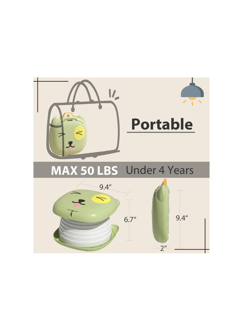 SOLARAE Portable Potty, for Toddler Travel Foldable Potty Training Toilet, Kids Boys&Girls Training Toilet Seatfor Car Camping Indoor Outdoor Bathroom for Boys Girls Baby Kids Children (Green) - Image 2