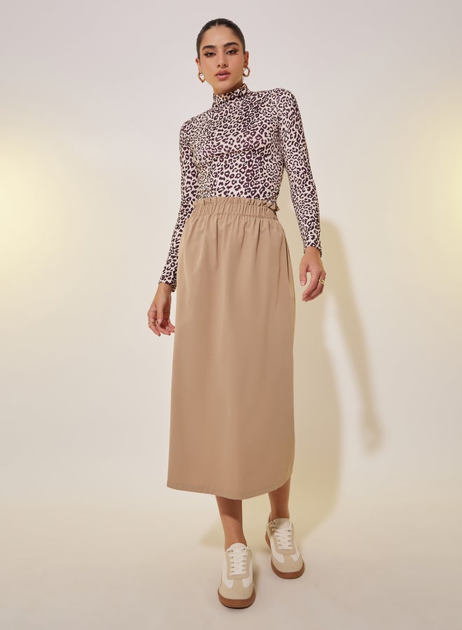 Take Two Solid High Rise Midi Skirt - Image 1