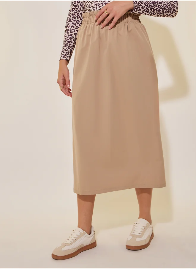 تايك تو Take Two Solid High Rise Midi Skirt