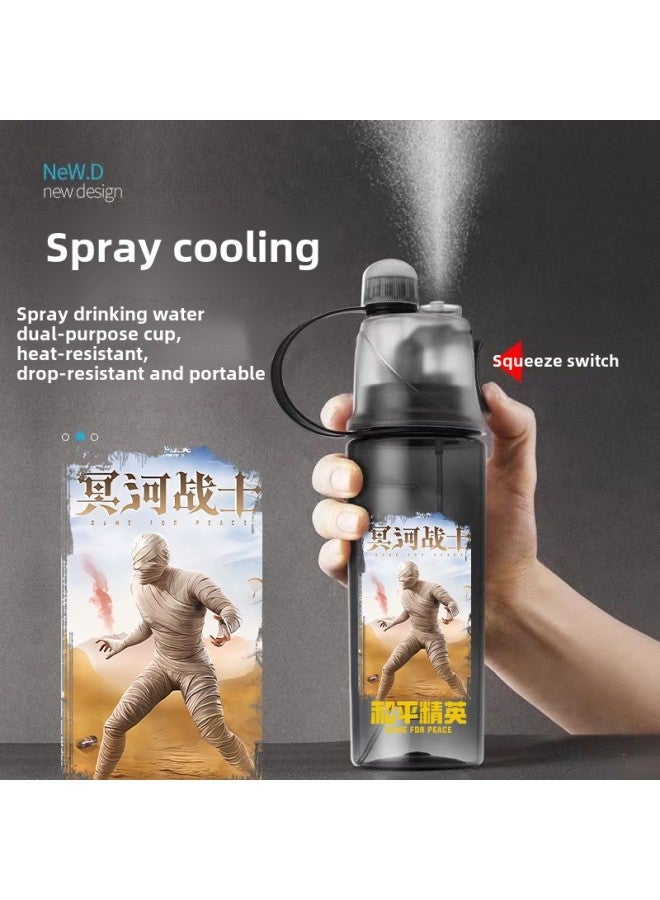 Heping Elite Primary And Secondary School Students Cup Summer Chicken Spray Water Cup Men And Children Drop-resistant Portable Plastic Sports Kettle-Capacity:Mummy 600ml Spray Cup - Image 1
