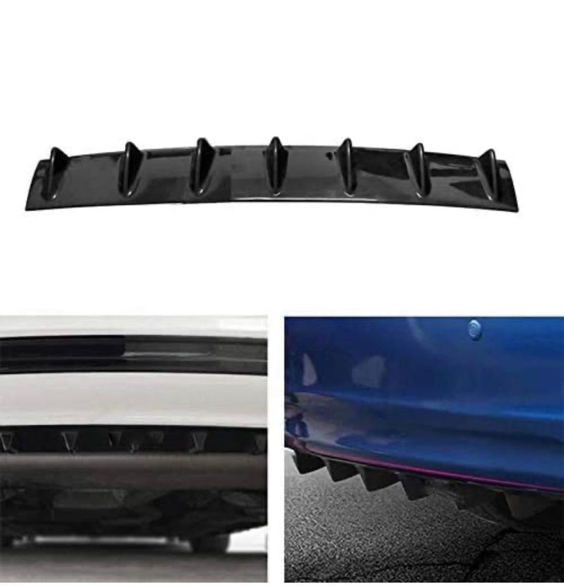 AUTO MT Shark Fin 7 Wing Glossy Black ABS Universal JDM Rear Bumper Lip Diffuser Car Rear Bumper Spoiler Deflector Rear Bumper Lip Diffuser Kit JDM Car Modified Attractive-Look - Image 3
