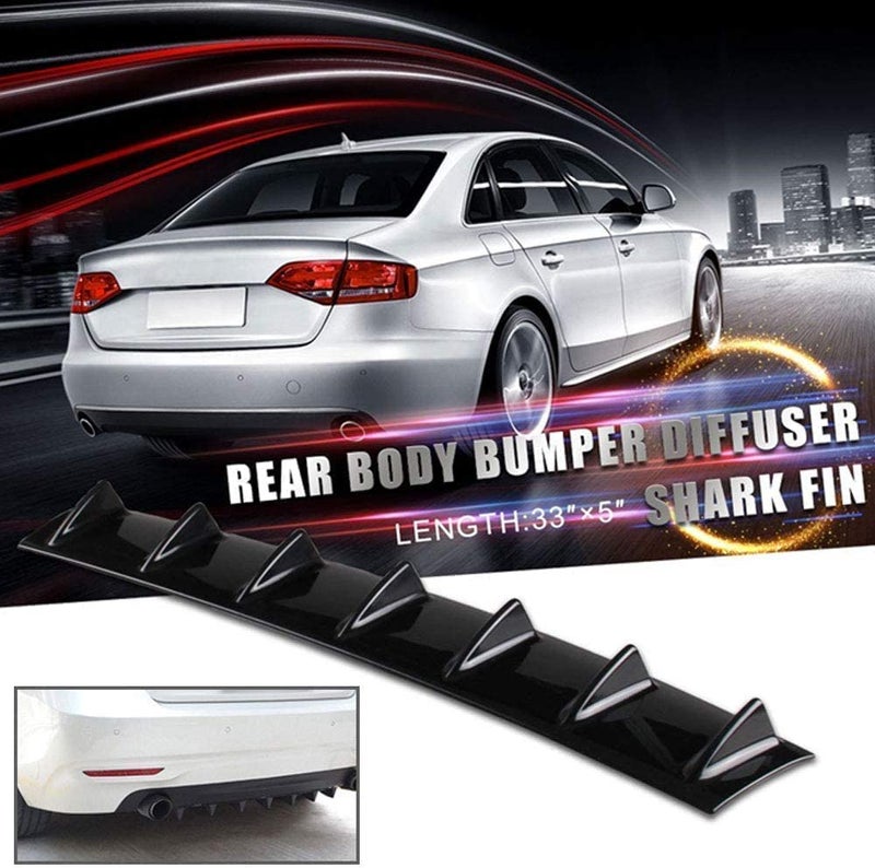 AUTO MT Shark Fin 7 Wing Glossy Black ABS Universal JDM Rear Bumper Lip Diffuser Car Rear Bumper Spoiler Deflector Rear Bumper Lip Diffuser Kit JDM Car Modified Attractive-Look - Image 5