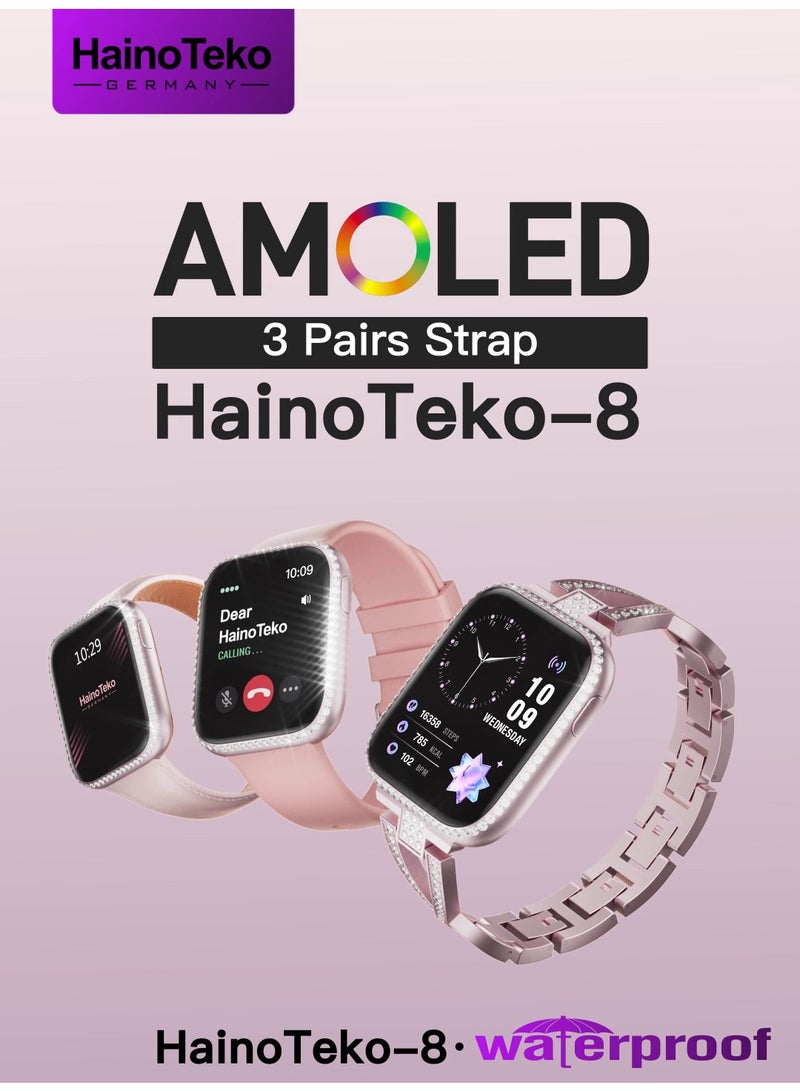 Haino Teko HainoTeko Germany Haino Teko-8 Fully Waterproof Smartwatch with AMOLED  Display AI Voice Assistants Smart Integration and 3 Interchangeable Straps Designed For Ladies - Image 3
