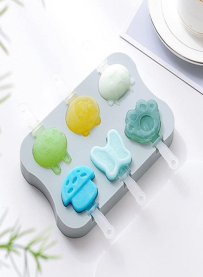 Ice Cream Silicone Molds 6 Cavity Design Molds Set of 1 Random Colors and Shapes  - Image 2