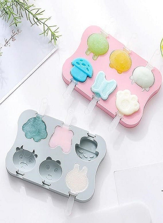 Ice Cream Silicone Molds 6 Cavity Design Molds Set of 1 Random Colors and Shapes  - Image 1