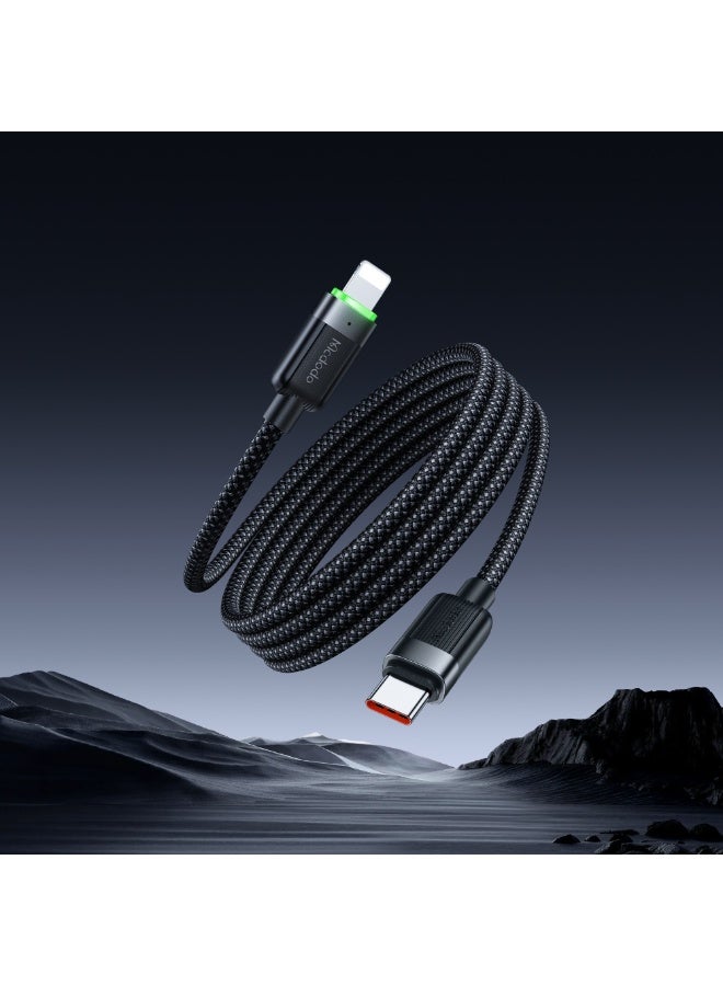 Mcdodo Magnetic Self-Winding iPhone USB-C to Lightning Cable 36W 1.2m – PD Fast Charging Data Sync Cable for iPhone 14 13 12 11, iPad, AirPods – Black - Image 1
