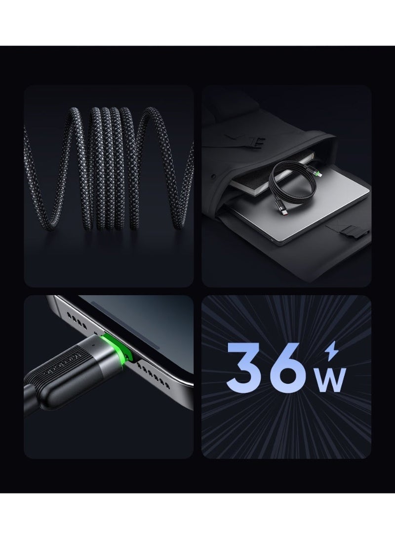 Mcdodo Magnetic Self-Winding iPhone USB-C to Lightning Cable 36W 1.2m – PD Fast Charging Data Sync Cable for iPhone 14 13 12 11, iPad, AirPods – Black - Image 5