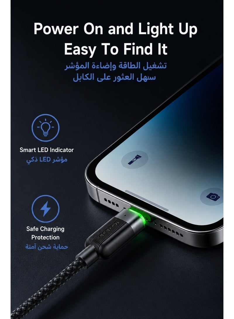 Mcdodo Magnetic Self-Winding iPhone USB-C to Lightning Cable 36W 1.2m – PD Fast Charging Data Sync Cable for iPhone 14 13 12 11, iPad, AirPods – Black - Image 5