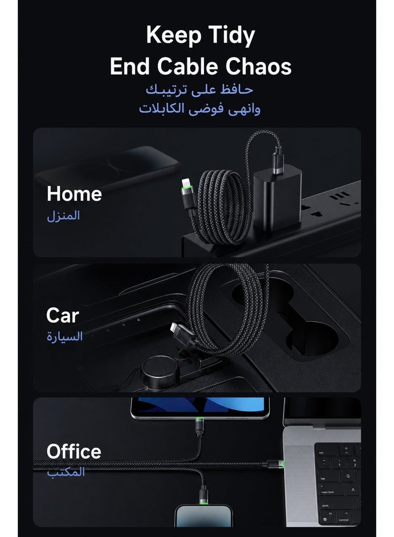 مكدودو كابل آيفون USB-C إلى لايتنينج مغناطيسي ذاتي اللف 36 واط 1.2 متر من ماكدودو – كابل شحن سريع بتقنية PD متوافق مع iPhone وiPad وAirPods – أسود - Image 4