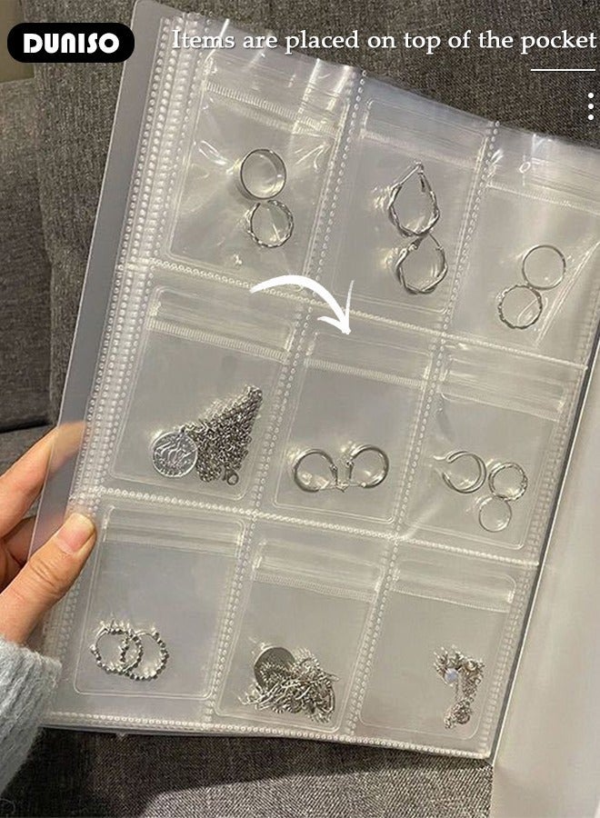 DUNISO Transparent Jewelry Storage Book, Portable Travel Jewelry Organizer,  PVC Anti Oxidation Dust Prevention Jewelry Storage Album for Earrings, Rings, Necklaces, Bracelet, Necklace, Bracelets and Stud(288 Grids) - Image 2