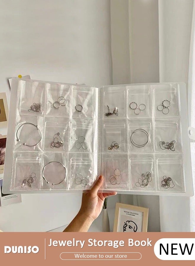 DUNISO Transparent Jewelry Storage Book, Portable Travel Jewelry Organizer,  PVC Anti Oxidation Dust Prevention Jewelry Storage Album for Earrings, Rings, Necklaces, Bracelet, Necklace, Bracelets and Stud(288 Grids) - Image 1