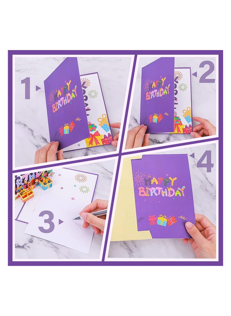 general 3D Birthday Cards, 3 Pieces Handmade 3D Paper Cutting Pop Up Cards with Blank Envelope, Beautiful Paper Cutting Birthday Cards Pop Up Cards, Warm Gifts for Loved Ones and Friends - Image 5