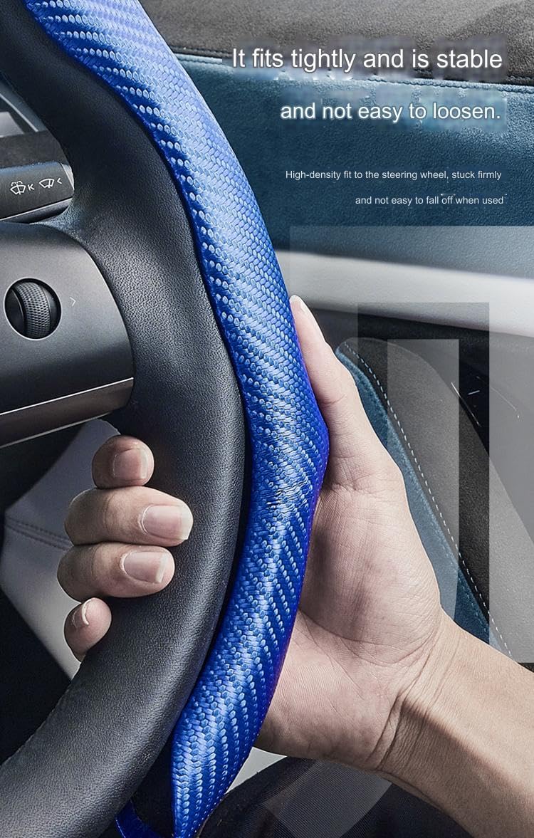 PartsTo Quick Install Sporty Carbon Fiber Pattern Steering Wheel Cover Universal fit 14Â½ to 15 inches Car Sendan Coupe SUV Pickup 14.5 to 15 - Image 5