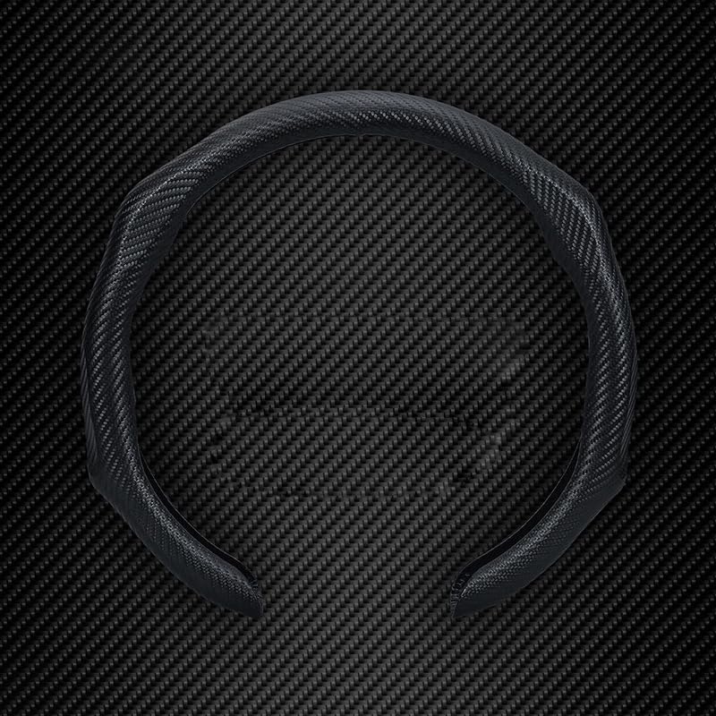 PartsTo Quick Install Sporty Carbon Fiber Pattern Steering Wheel Cover Universal fit 14Â½ to 15 inches Car Sendan Coupe SUV Pickup 14.5 to 15 - Image 1