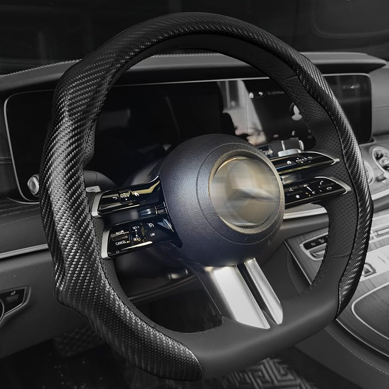 PartsTo Quick Install Sporty Carbon Fiber Pattern Steering Wheel Cover Universal fit 14Â½ to 15 inches Car Sendan Coupe SUV Pickup 14.5 to 15 - Image 2
