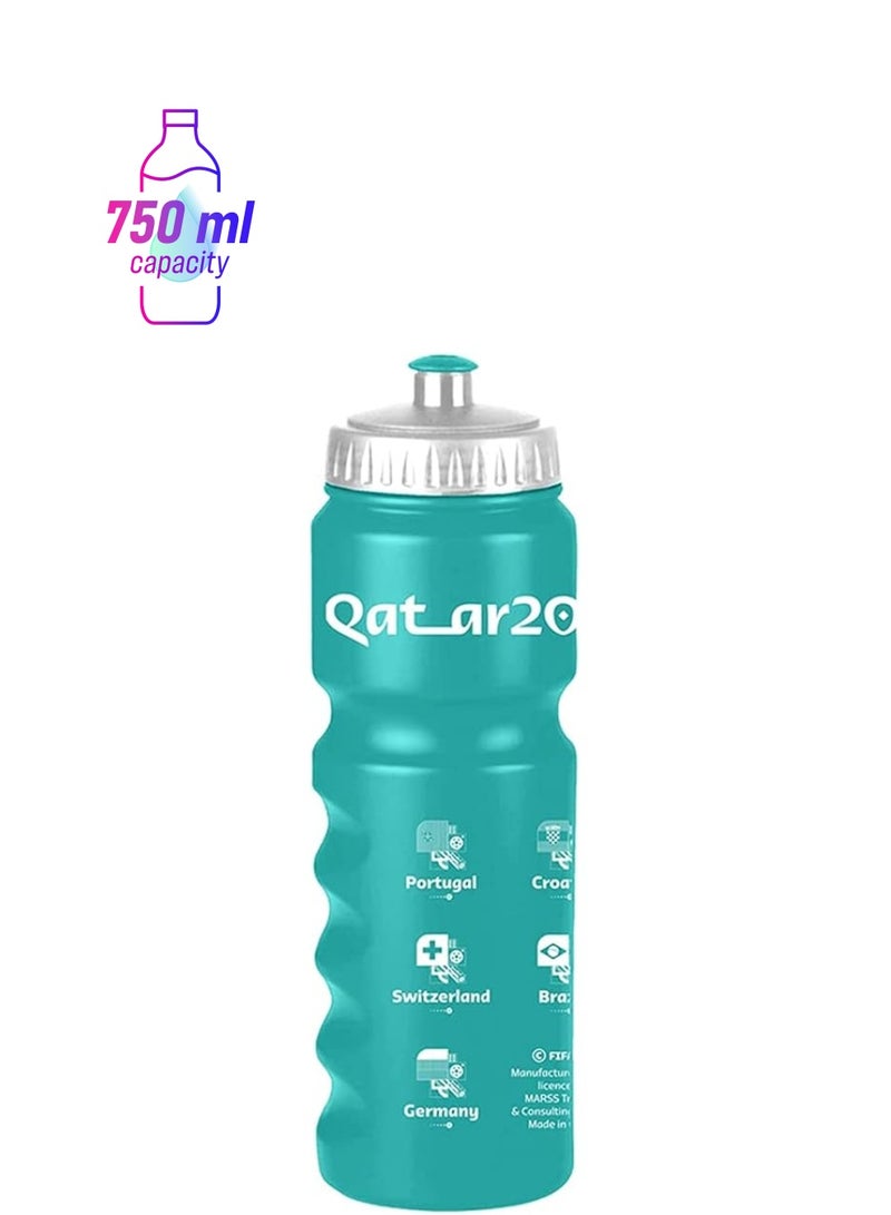 فيفا زجاجة مياه رياضية مطبوعة برسومات جرافيكية من مادة Hdpe باللون الأزرق المخضر سعة 750 مل Rt5008034 - Image 1