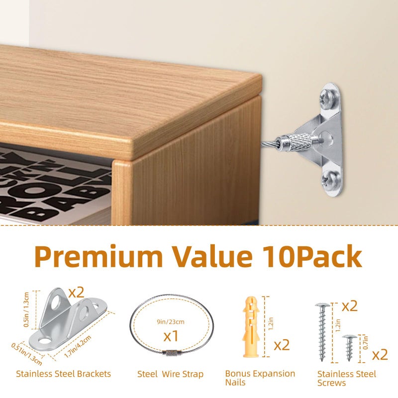 ChenYu Furniture Anchors 10 Pack for Baby proofing and Furniture Wall Anchor, Wall Anchors for Baby proofing cabinets, Securing 400 lbs, Safety Essentials for Home - Image 3