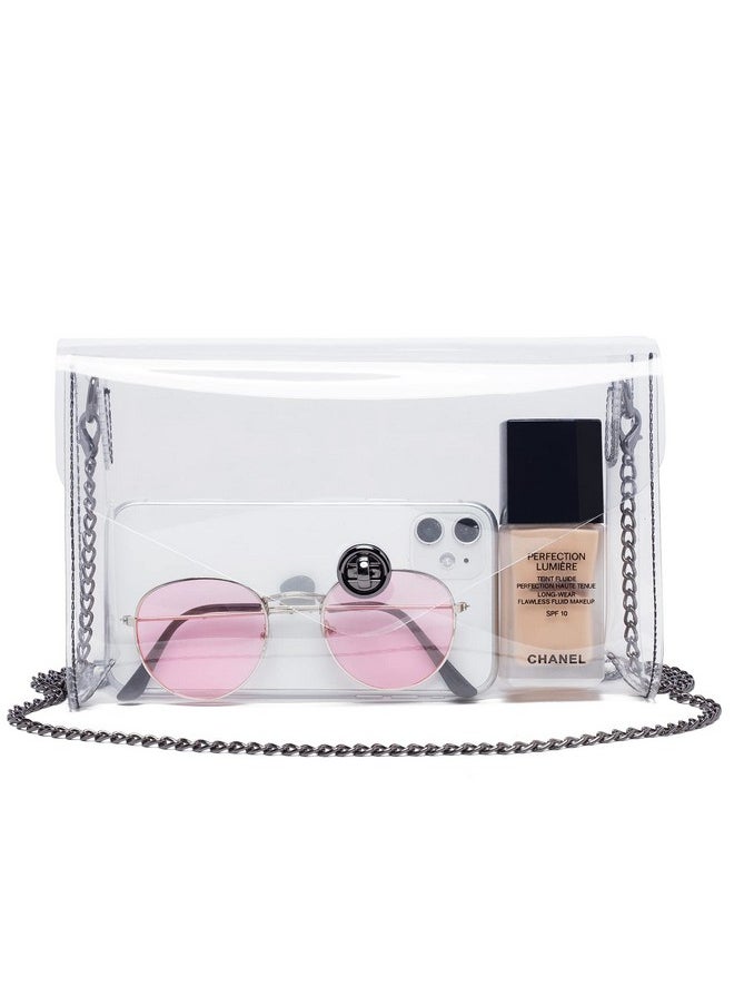 Vorspack - Clear Purse Gift For Women Stadium Approved Clear Crossbody Bag Cute For Sports Concert Prom Party Present Clear(Black Chain) - Image 1