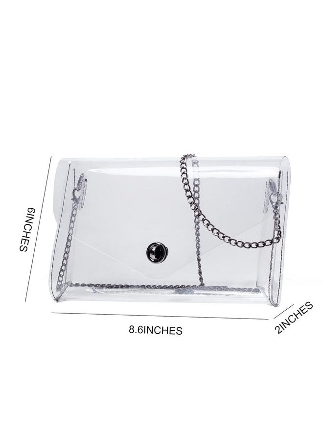 Vorspack - Clear Purse Gift For Women Stadium Approved Clear Crossbody Bag Cute For Sports Concert Prom Party Present Clear(Black Chain) - Image 1