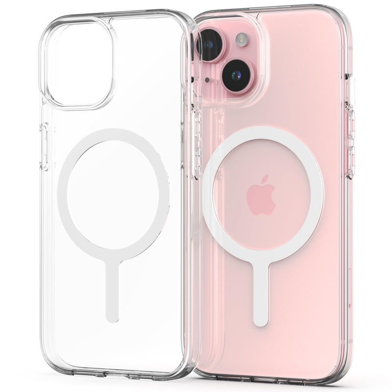 Sinjimoru for iPhone 15 Case, Compatible with MagSafe, Anti-Yellowing UV Coating, PC & TPU Clear Shockproof Design 1000G Strong Magnet M-Airclo Basic - Image 1