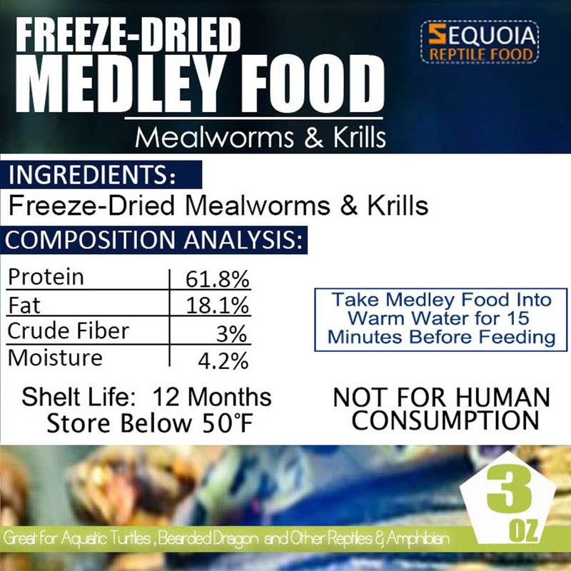 طعام السلاحف المائية - روبيان مجفف بالتجميد وديدان الوجبة للسلاحف المائية، تنين اللحية والزواحف والبرمائيات الأخرى - Image 3