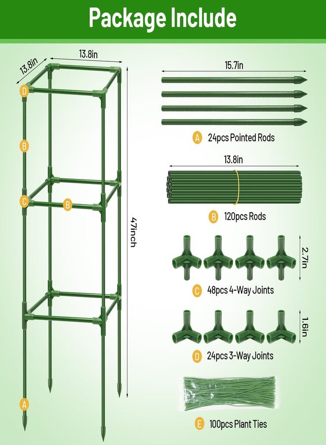 Legigo 6 Pack Square Tomato Cages for Garden- Up to 45 Inch Tomato Plant Support Stakes Cage, Heavy Duty Steel Tomato Trellis Garden Stakes for Raised Garden Bed Climbing Vegetables Cucumbers Flowers - Image 4