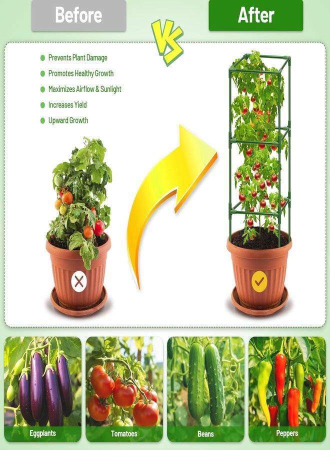 Legigo 6 Pack Square Tomato Cages for Garden- Up to 45 Inch Tomato Plant Support Stakes Cage, Heavy Duty Steel Tomato Trellis Garden Stakes for Raised Garden Bed Climbing Vegetables Cucumbers Flowers - Image 3