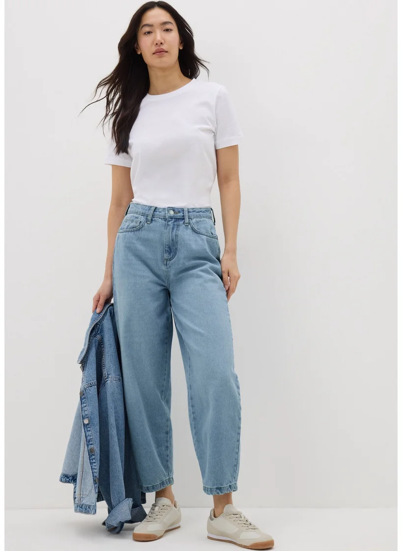 Matalan Blue Light Wash Barrell Leg Jeans