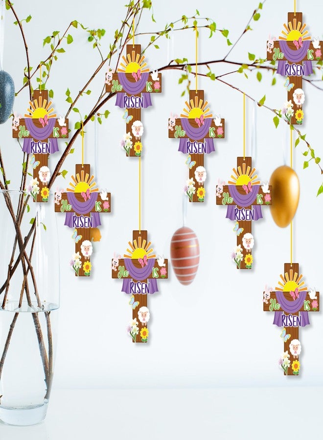 Haooryx 28 Pack Easter He is Risen Cross Craft Kit, Make Your Own Jesus Resurrection Cross Hanging Ornaments Thankful Craft for Church Sunday School Classroom Christian Easter Day Party Supply - Image 5
