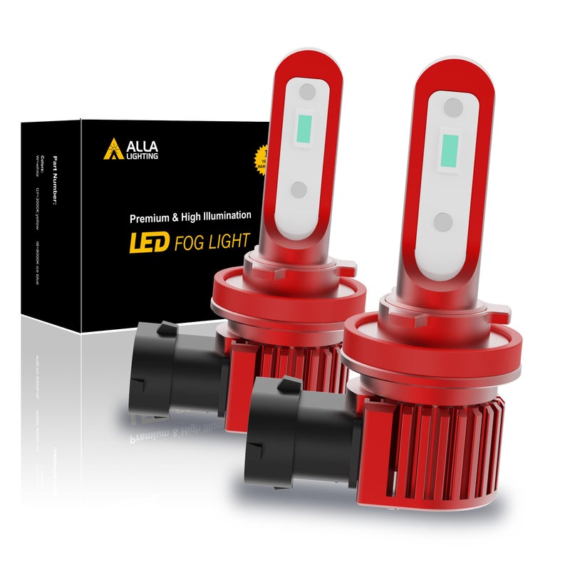 Alla Lighting 5200lm H8 H11 LED Bulbs H16 Fog Lights or Daytime Running LightsDRL Replacement Lamps 8000K Ice Blue Extremely Super Bright 12V ALR Version
