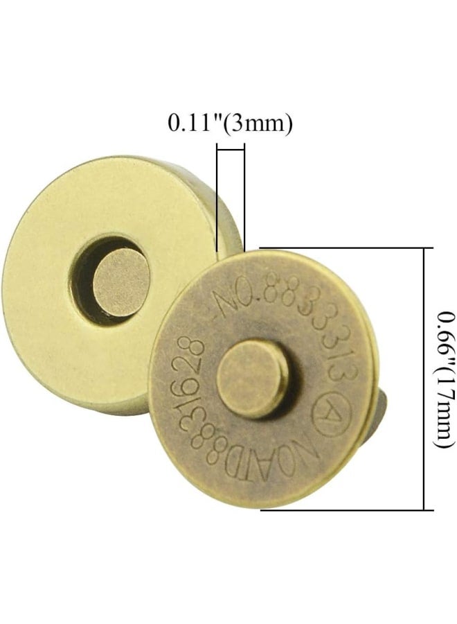 50 Sets 17mm Magnetic Buttons Magnetic Fasteners Magnetic Closures for Sewing Craft Leather Purses Bags Clothes (Bronze)  - Image 2