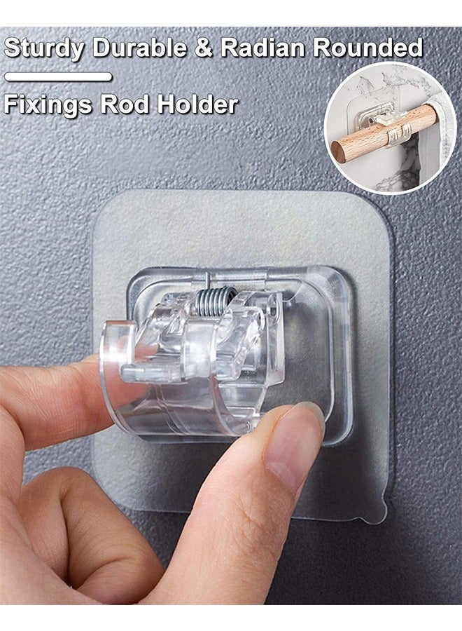 Curtain Rod Bracket No Drilling 8pcs, Self Adhesive Curtain Rod Brackets, Nail Free Adjustable Drapery Towel Holder Fixing Hook for Home Bathroom Kitchen and Hotel Use (Transparent) - Image 2