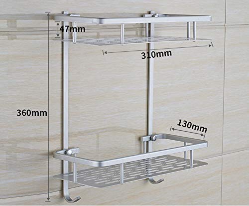 HOME CUBE 1 Pc 2 Layer Aluminum Multipurpose Kitchen Bathroom Shelf Wall Mount Storage Rack Bathroom Rack Soap Holder Storage Box Shower Rack Shelf - Silver - Image 3