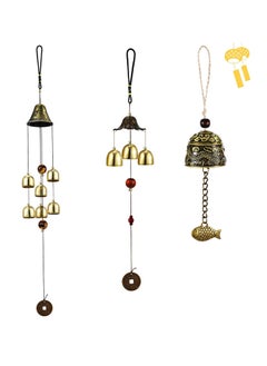 Wind Chimes, Vintage Metal Wind Chime Bells Chinese Feng Shui Lucky Bell Hanging Ornament for Home Outdoor Indoor Decor Garden Hanging Decoration 3 Pieces