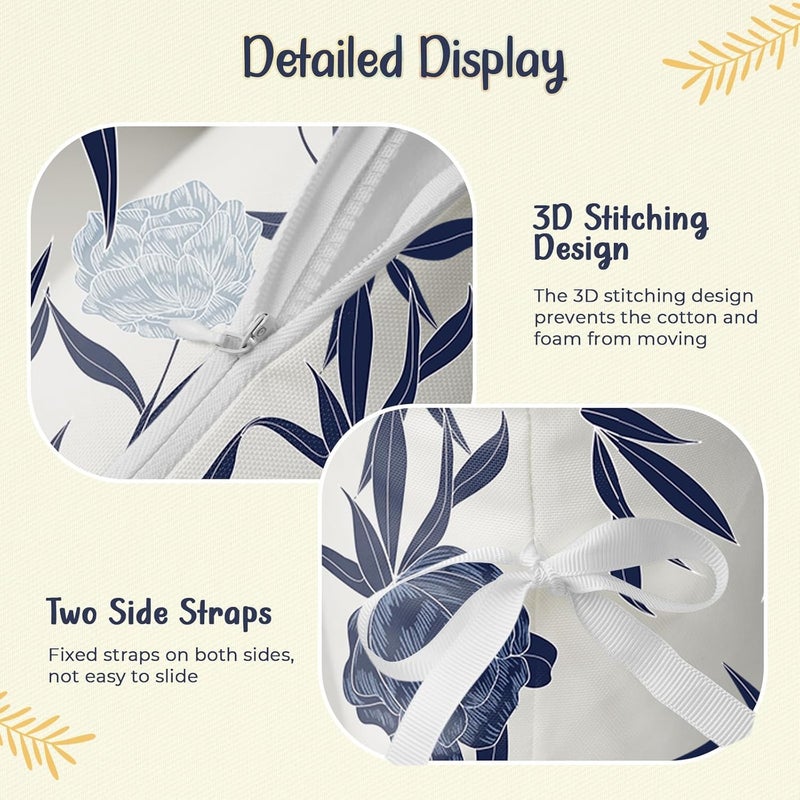 Uthem Waterproof Egg Chair Cushion Replacement Outdoor Hanging Egg Chair Cushion 47x35x7 Inches Thicken Couch Cushions with Ties, Blue Enchantress - Image 4