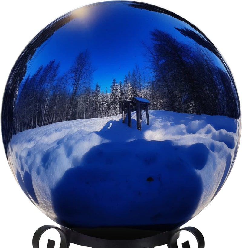 12 Inch Stainless Steel Gazing Globev2croft Hollow Ball Mirrored Surface Polished Shiny SphereGarden Stainless Steel Gazing Ball for Outdoor Lawn Pond Yard OrnamentBlue