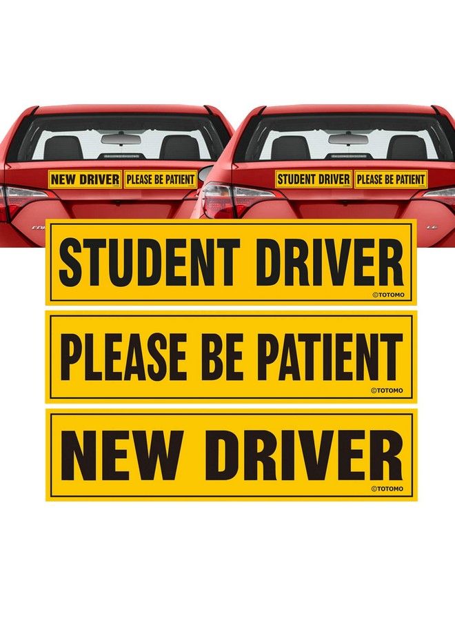 TOTOMO New Driver Student Driver Magnet For Car Large 12”X3” Magnetic Reflective Vehicle Safety Sign For Rookie Learner Drivers Removable Bumper Sticker Please Be Patient - Image 1