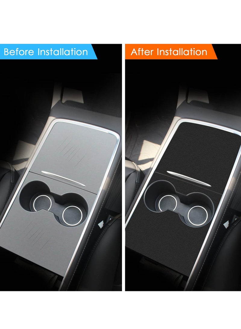 KASTWAVE Center Console Wrap Kit for Tesla Model 3 / Model Y 2021 Matte Black Console Cover Interior Trim Wrap Kit for Tesla 2021 Accessories (Black) - Image 2