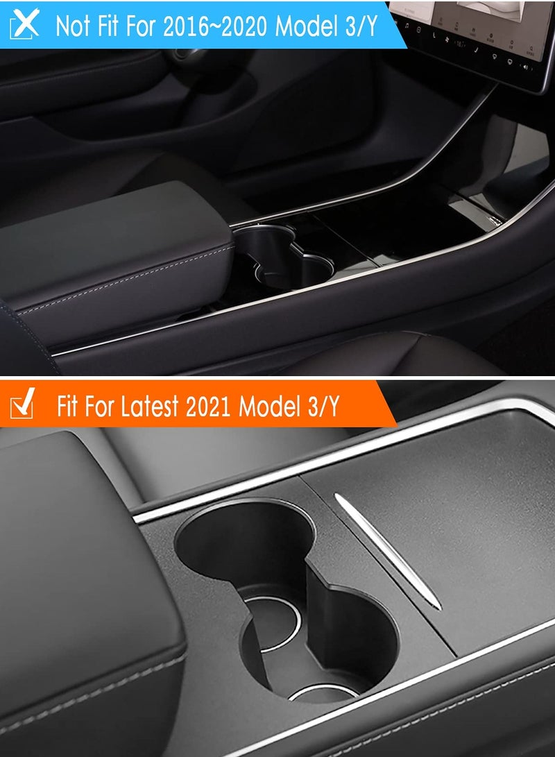KASTWAVE Center Console Wrap Kit for Tesla Model 3 / Model Y 2021 Matte Black Console Cover Interior Trim Wrap Kit for Tesla 2021 Accessories (Black) - Image 3