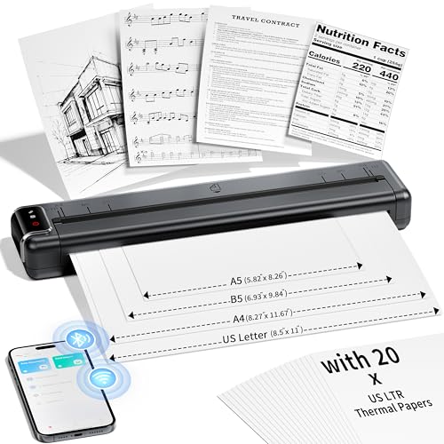 Phomemo Portable Printer Wireless for Travel, Q302 Inkless Thermal Printer, WiFi Bluetooth Printer Support US Letter/A4/A5/B5 Thermal Paper, Compact Printer Compatible with Android iOS Phone & Laptop - Image 1