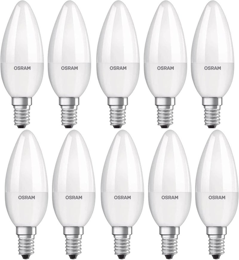 OSRAM Osram E14 2700K 4.7W Classic Frosted B40 LED Bulb, Warm White, 10-Pack - Image 1
